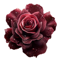Generated Ai Wet red rose against dark png