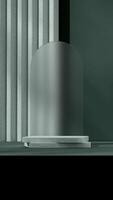 3d rendering mockup template green terrazzo texture product podium in portrait with glass photo