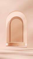 Portrait layout with brown arch background 3d render mockup space of brown terrazzo texture podium photo