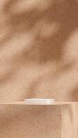 Mockup scene white rectangle podium in portrait with brown terrazzo texture background 3D rendering photo