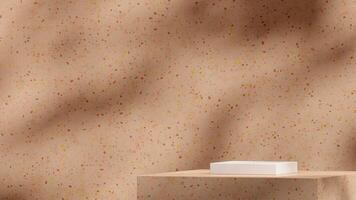 Mockup scene white rectangle podium in landscape with brown terrazzo texture background 3D rendering photo