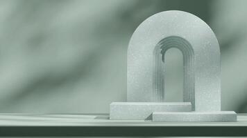 Green terrazzo texture asset minimal scene podium product in landscape layout with arch 3d rendering photo