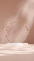 Beautiful 3d rendering image mockup template minimal podium product in portrait with gold ring photo