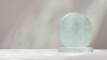 Minimal empty mockup scene 3d rendering template of green terrazzo in landscape with gobo light photo