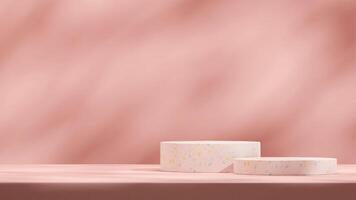 3d rendering mockup template empty pink terrazzo texture podium scene in landscape with gobo light photo