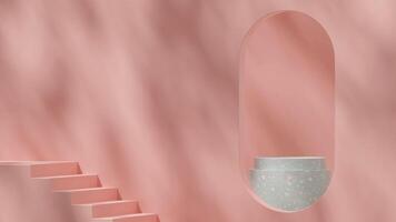 Full gobo light 3d rendering mockup scene of green terrazzo texture podium in landscape with arch photo