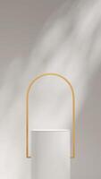 Minimal 3d rendering image mockup white podium in portrait with yellow arch backdrop photo