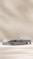 Concrete floor empty space podium 3d rendering mockup template in portrait with terrazzo sphere photo