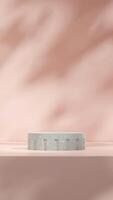 Minimal 3d rendering mockup empty scene of green terrazzo texture podium in portrait with tan wall photo
