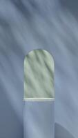 3d rendering mockup template of green terrazzo texture podium and blue painted wall in portrait photo