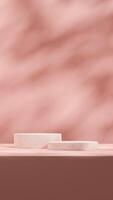 3d rendering mockup template empty pink terrazzo texture podium scene in portrait with gobo light photo