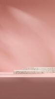 Minimal pink color scene of brown colorful terrazzo texture pattern podium 3d rendering in portrait photo