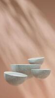 3d rendering mockup template of green terrazzo texture floating podium and brown wall in portrait photo