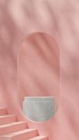 Full gobo light 3d rendering mockup scene of green terrazzo texture podium in portrait with arch photo