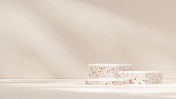 3d rendering mockup template white and terrazzo texture podium in landscape minimal simple scene photo