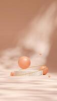 Terrazzo texture podium in portrait with orange sphere and light brown wall 3d render mockup scene photo