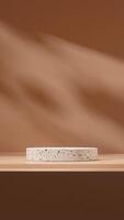 3d rendering template mockup of terrazzo texture cylinder podium in portrait with gobo light photo