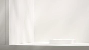 White minimal scene 3d rendering mockup template of rectangular podium in landscape photo