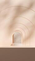 3d rendering template mockup of podium in portrait with terrazzo texture and arch background photo