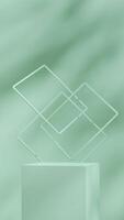Emerald green 3d rendering mockup empty rectangular podium in square with abstract backdrop photo