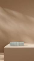 Portrait layout 3d rendering mockup of green terrazzo texture podium product placement template photo