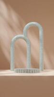 3d rendering mockup template of empty space green terrazzo texture podium in portrait with arches photo