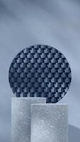 3d rendering template mockup of blue terrazzo texture podium in portrait with circle background photo