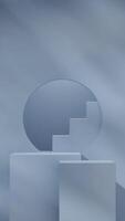 3d rendering mockup shadow blue color empty scene podium in portrait with stair background photo
