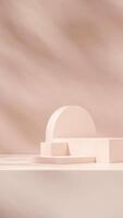 3d rendering mockup template for geometric shape podium in portrait empty scene background photo