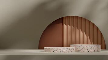 3d rendering mockup template terrazzo texture podium empty scene product placement in landscape photo