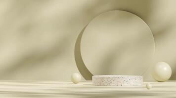Landscape layout green circle and sphere 3d rendering scene mockup of terrazzo texture podium photo