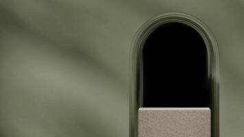 Green arch background 3d rendering mockup space of natural terrazzo texture podium in landscape photo