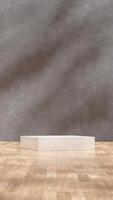 Portrait layout wood floor and concrete wall texture 3d rendering template mockup terrazzo podium photo