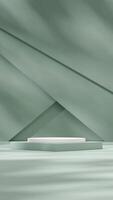 Template mockup of white and green podium in portrait with triangle geometrical shape 3d rendering photo