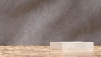 Landscape layout wood floor and concrete wall texture 3d rendering template mockup terrazzo podium photo