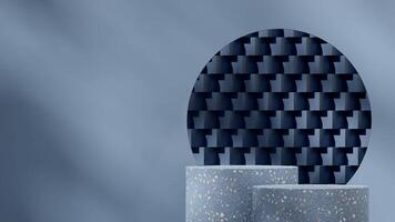 3d rendering template mockup of blue terrazzo texture podium in landscape with circle background photo