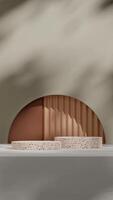 3d rendering mockup template terrazzo texture podium empty scene product placement in portrait photo