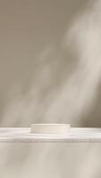 3d rendering mockup scene minimal gray podium in portrait with terrazzo texture table and gobo photo