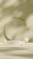 Portrait layout green circle and sphere 3d rendering scene mockup of terrazzo texture podium photo