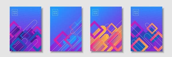 set of abstract geometric shape background with soft gradient color vector