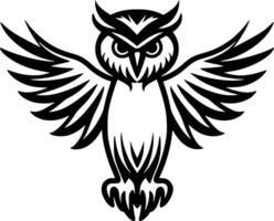 Owl - Black and White Isolated Icon - illustration vector