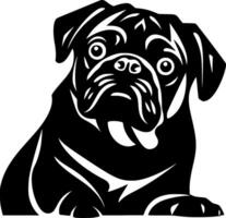 Pug, Black and White illustration vector