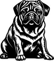 Pug - Black and White Isolated Icon - illustration vector