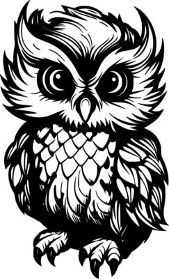 Owl Baby - Minimalist and Flat Logo - illustration