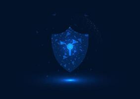Cyber security technology background, shield with key slot on the technology circle It represents a high-tech digital data protection system. from virus infection and internet data theft vector