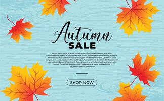 Autumn sale background design, with modern wooden texture, beautiful for website, poster, card, label, banner. illustration EPS 10 vector