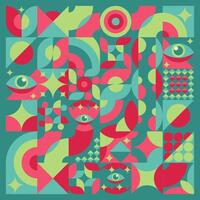 Geometric Abstract Background design with Fun Summer Color theme vector