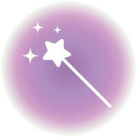 Magic wand. The linear icon has a white outline. Silhouette of a star in a gradient circle. Princess tool. vector