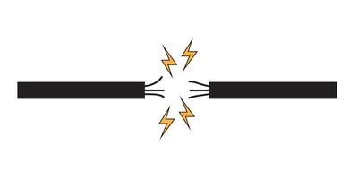 Short circuit with sparks icon isolated, electricity caution symbol, short circuit flat illustration vector