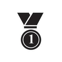 Medal icon with one number linear style isolated. First position award emblem icon design for web site and mobile app vector